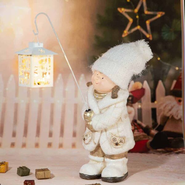 Decorative figurine - Girl with lantern and hat