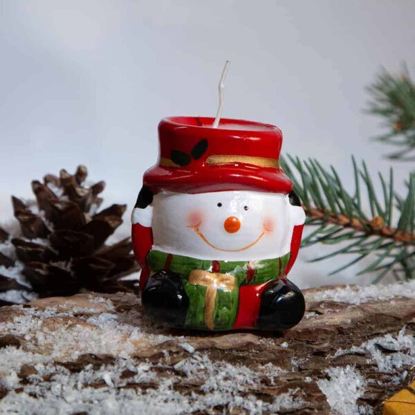 Christmas candholder with candle 7cm