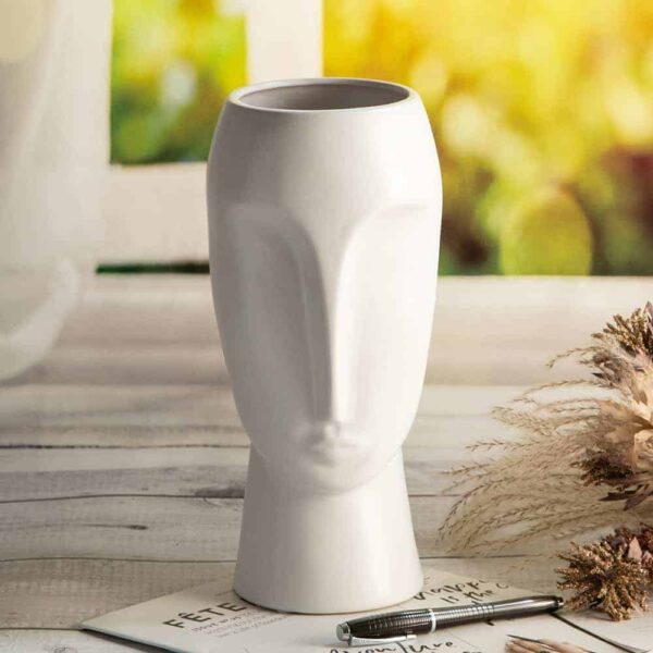 Ceramic vase from the Faces series - white