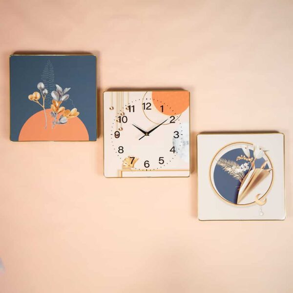 Set of wall clocks with two panels - Endless time in an exquisite style