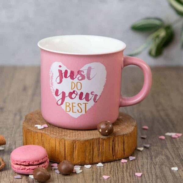 Gift mug - Pink hearts 270ml