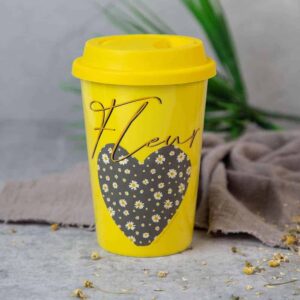 Gift mug with lid - Daisies 370ml