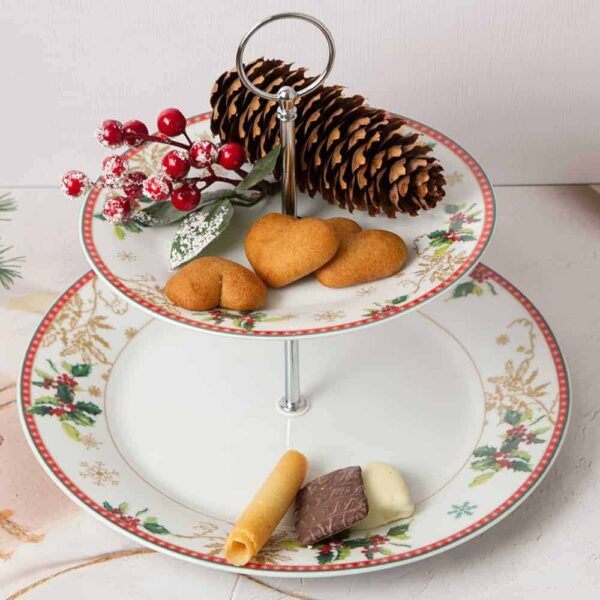 Christmas plate for sweets on two levels from the Christmas decoration series