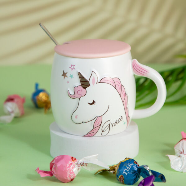 Gift Mug with Lid and Spoon – Unicorn 360ml