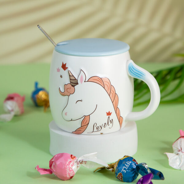 Gift Mug with Lid and Spoon – Unicorn 360ml