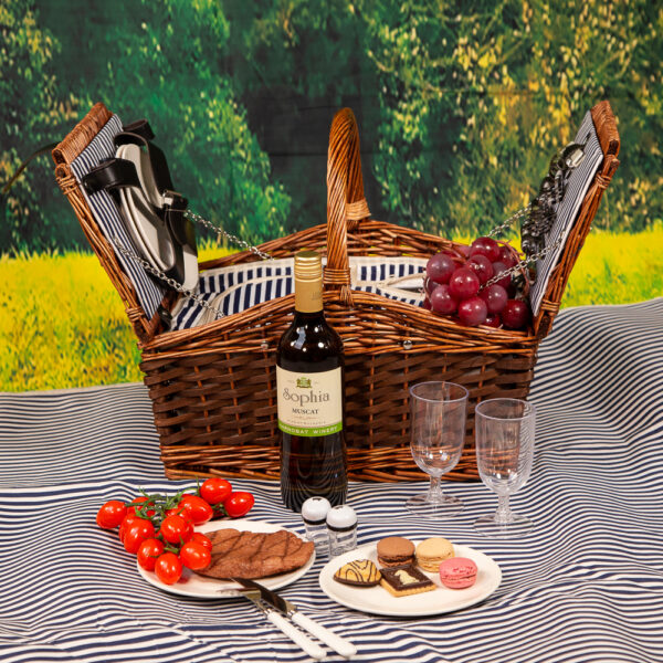 Picnic basket for four with blanket