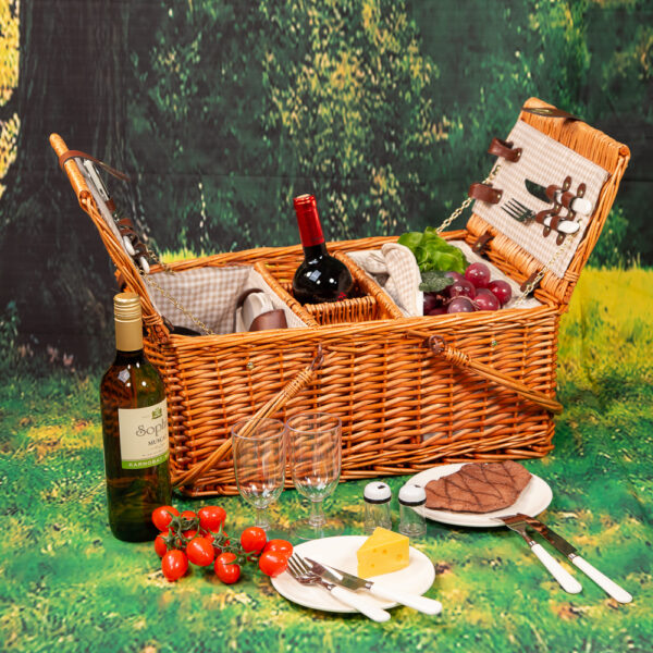 Picnic basket for four - Beige square