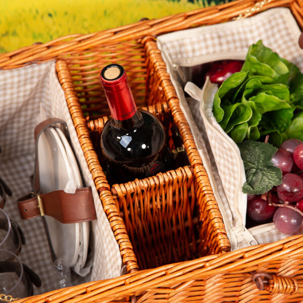 Picnic basket for four - Beige square