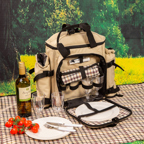 Picnic Backpack for Two - Beige