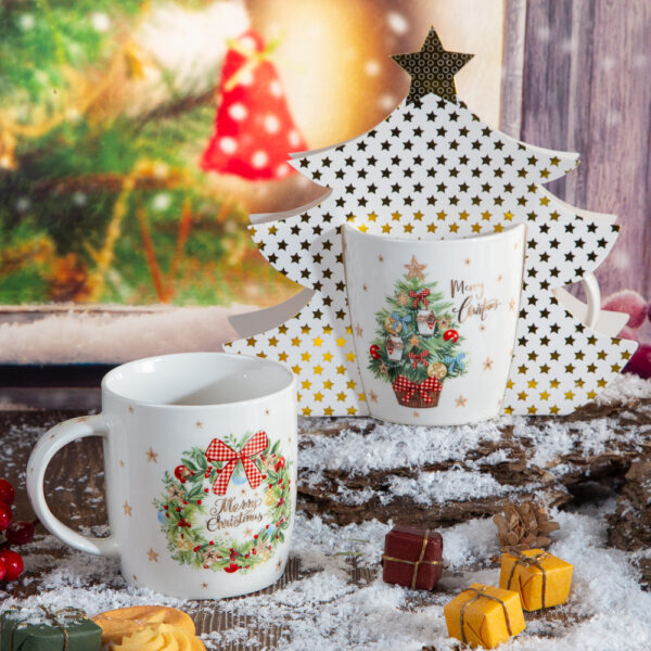 Christmas mug Green patterns - 340ml