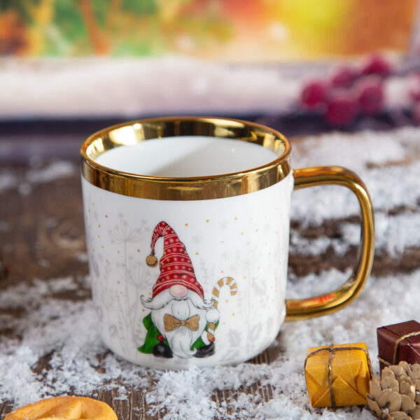 Christmas mug with gold border Leprechaun - 340ml