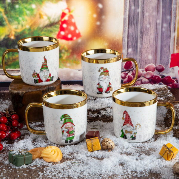 Christmas mug with gold border Leprechaun - 340ml