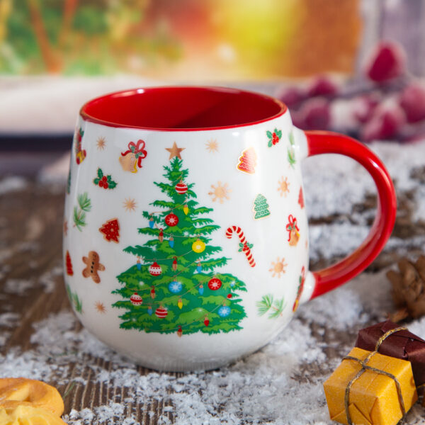 Christmas mug with red handle - 480ml