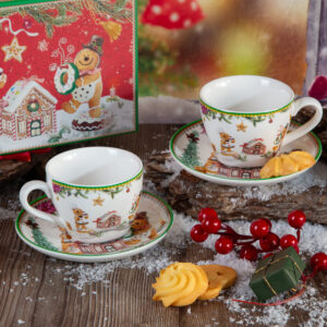 Set of two Christmas cups and saucers Spitaki - 120ml