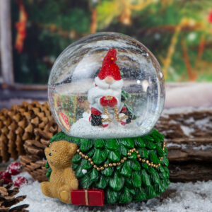 Christmas Glass Globe Bear - 14cm