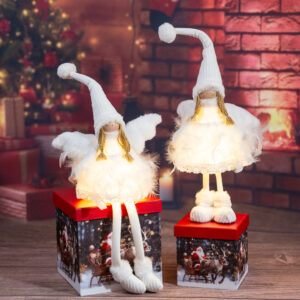 Christmas decoration Illuminated Fairy with hanging legs - 60cm