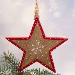 Wooden hanging Christmas ornament large - Star