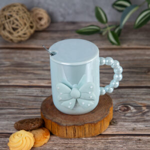 Gift mug with spoon and lid - Ribbon