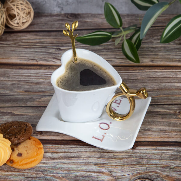 Gift mug with plate and spoon - Heart