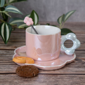 Gift mug with plate and spoon - Flower