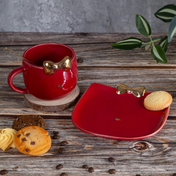 Gift mug with plate and spoon - Ribbon