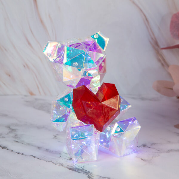 Illuminated decoration - Teddy bear with a small heart