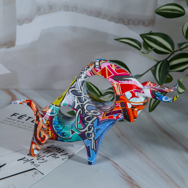 Colored Bull figurine - art