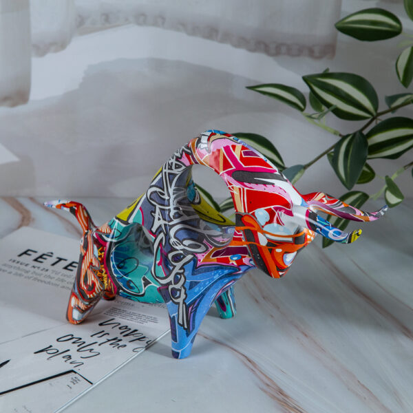 Colored Bull figurine - art