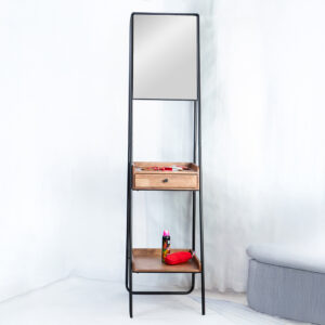 Standing
  mirror with 2 shelves -170cm